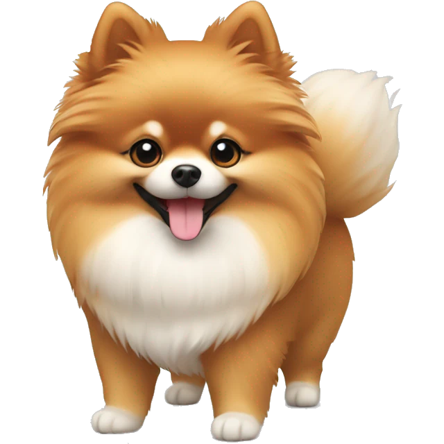 Pomeranian color rojo con el pecho blanco sonriendo  emoji
