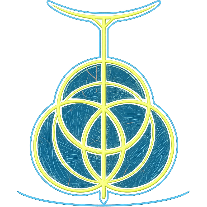Transform the Elden Ring symbol into a cyberpunk, holographic style. The design should feature a glowing neon yellow ring with intricate blue and pink circuit patterns, accented by a subtle neon blue outline. The overall look must be futuristic, glowing, and consistent with cyberpunk icons. No extra elements or text. Maintain a transparent background. emoji