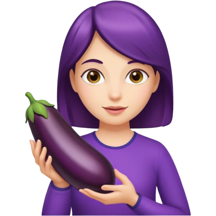 Girl holding an aubergines  emoji