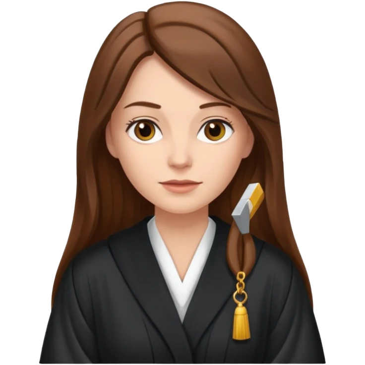 white-women-with-long-brown-hair-lawyer-in-lawyer’s-robe. emoji
