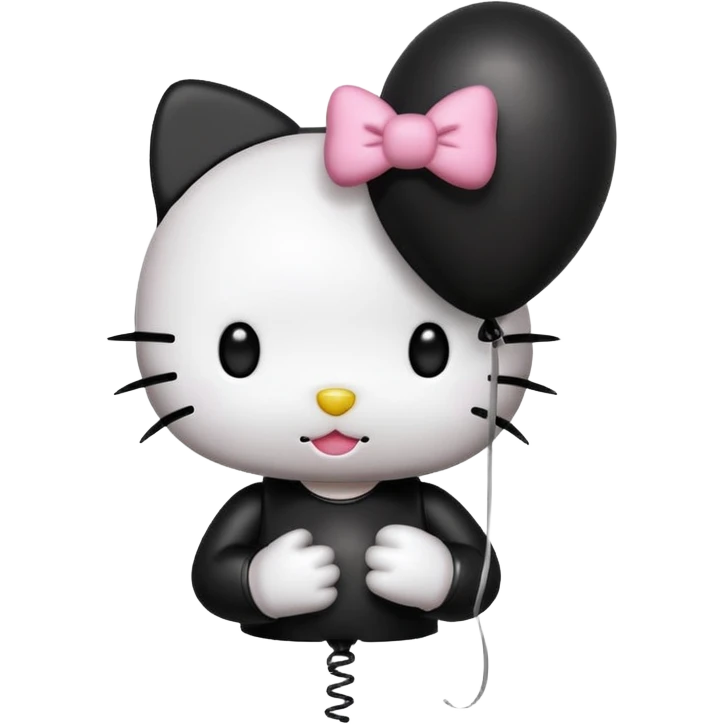 hello kitty with spike stud bracelet holding black balloon emoji
