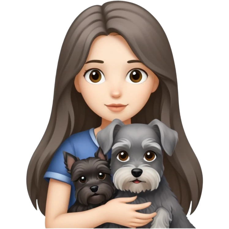 Long-haired girl holding a Schnauzer emoji