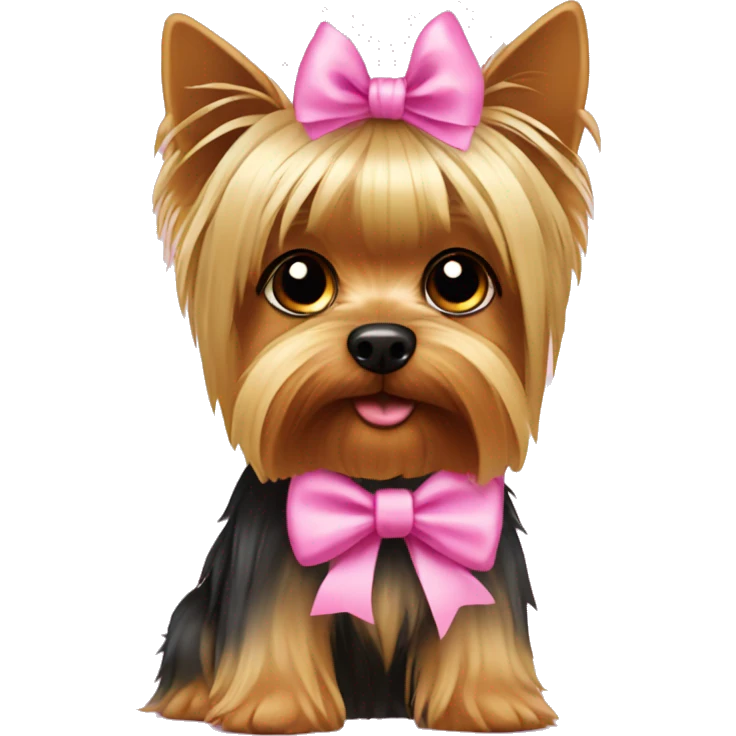 Yorkshire terrier with pink bow emoji