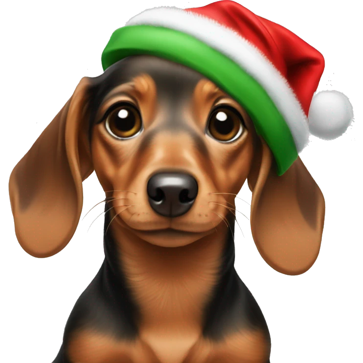 Baby Dachshund with Christmas hat  emoji