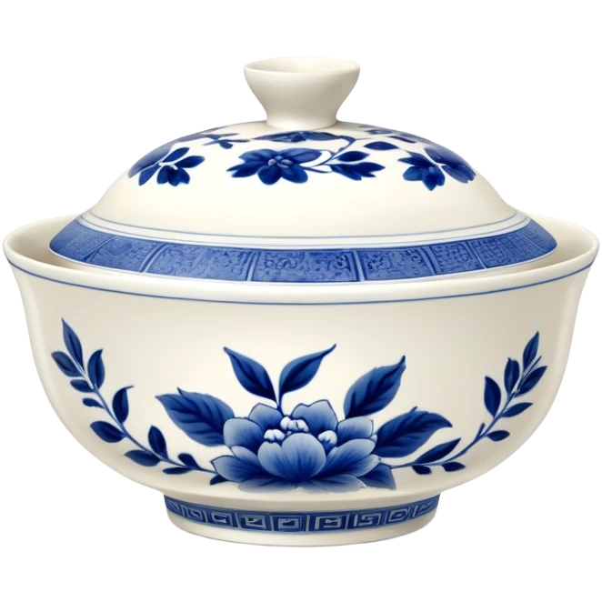 blue chinese gaiwan without handles emoji