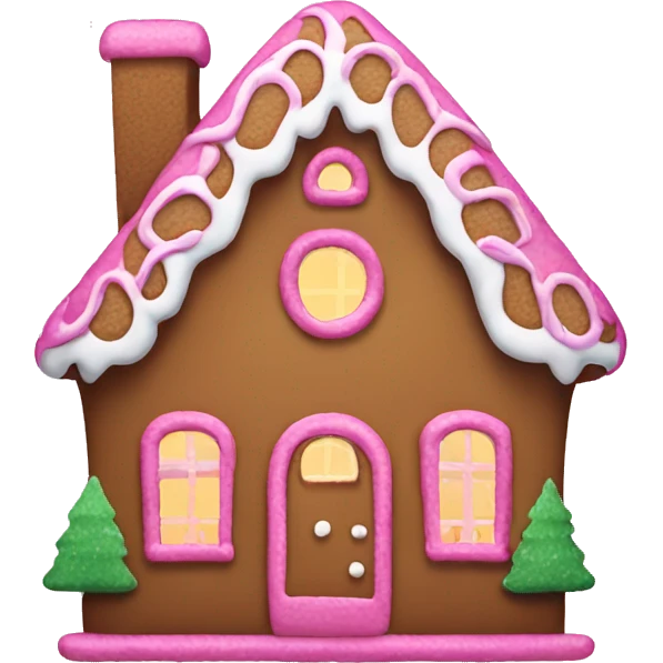 A pink gingerbread house emoji