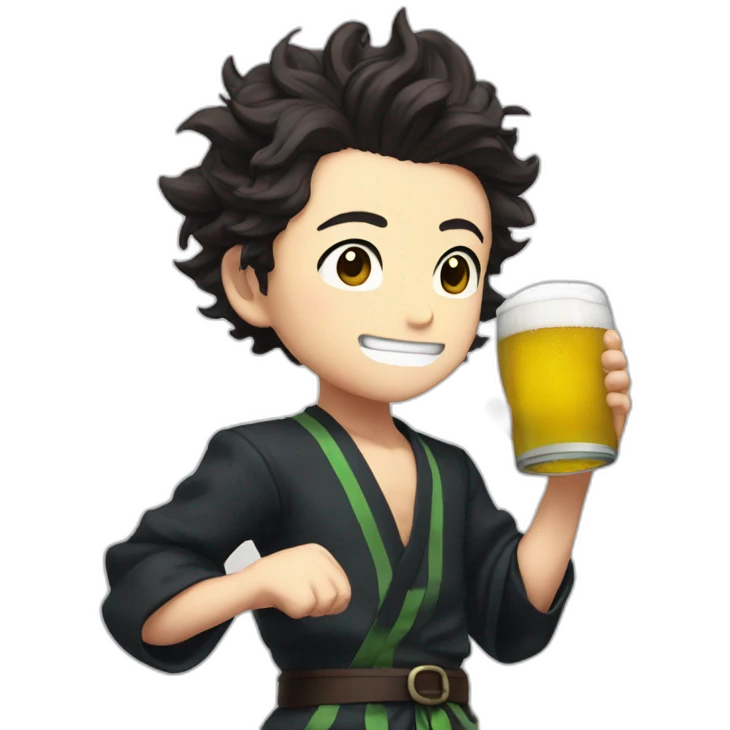 Tanjiro drink beer emoji