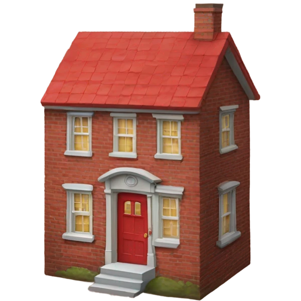 Small red brick house with a red door and one window  emoji