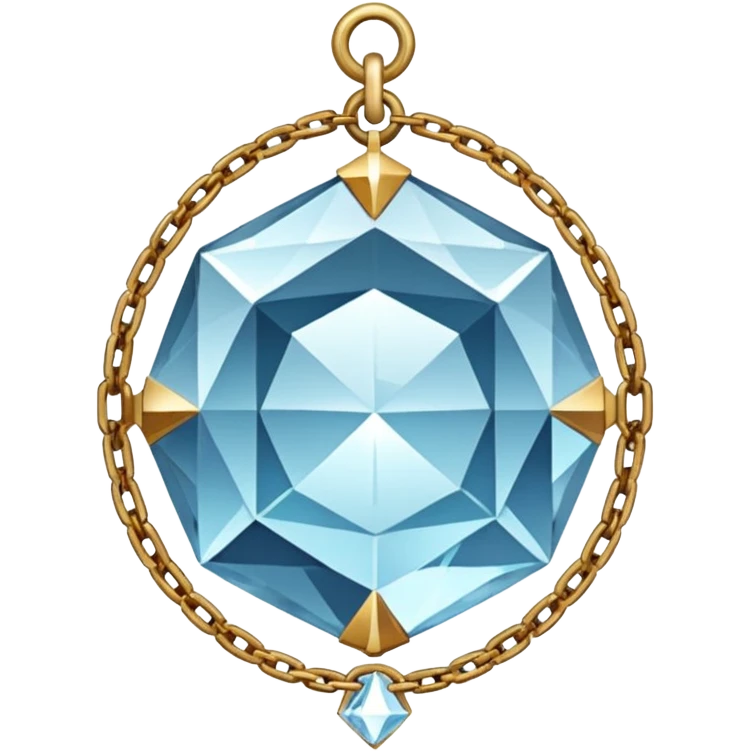 A crystalline hanging chained tiny mirror  emoji