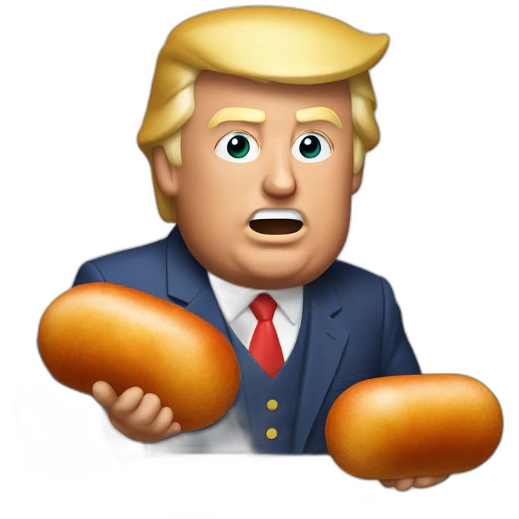 donald trump holding a saussage emoji