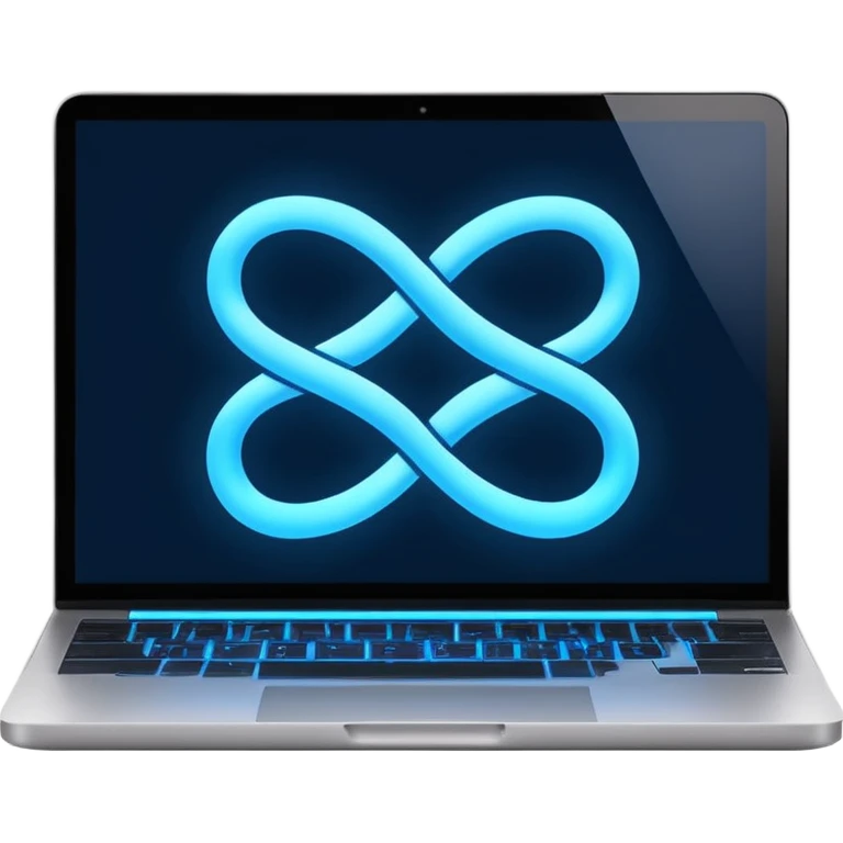 laptop screen showing an infinity symbol emoji
