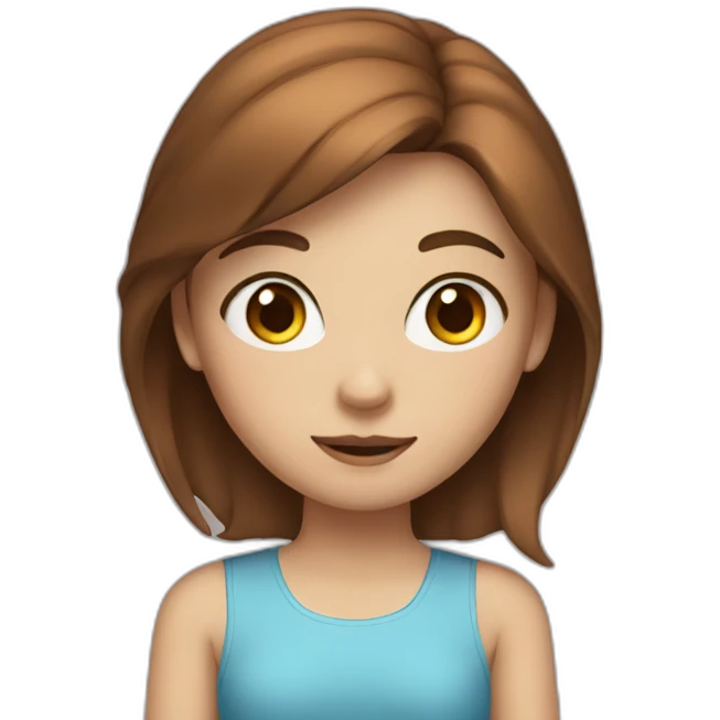 a girl with brown square hair and blue eyes emoji