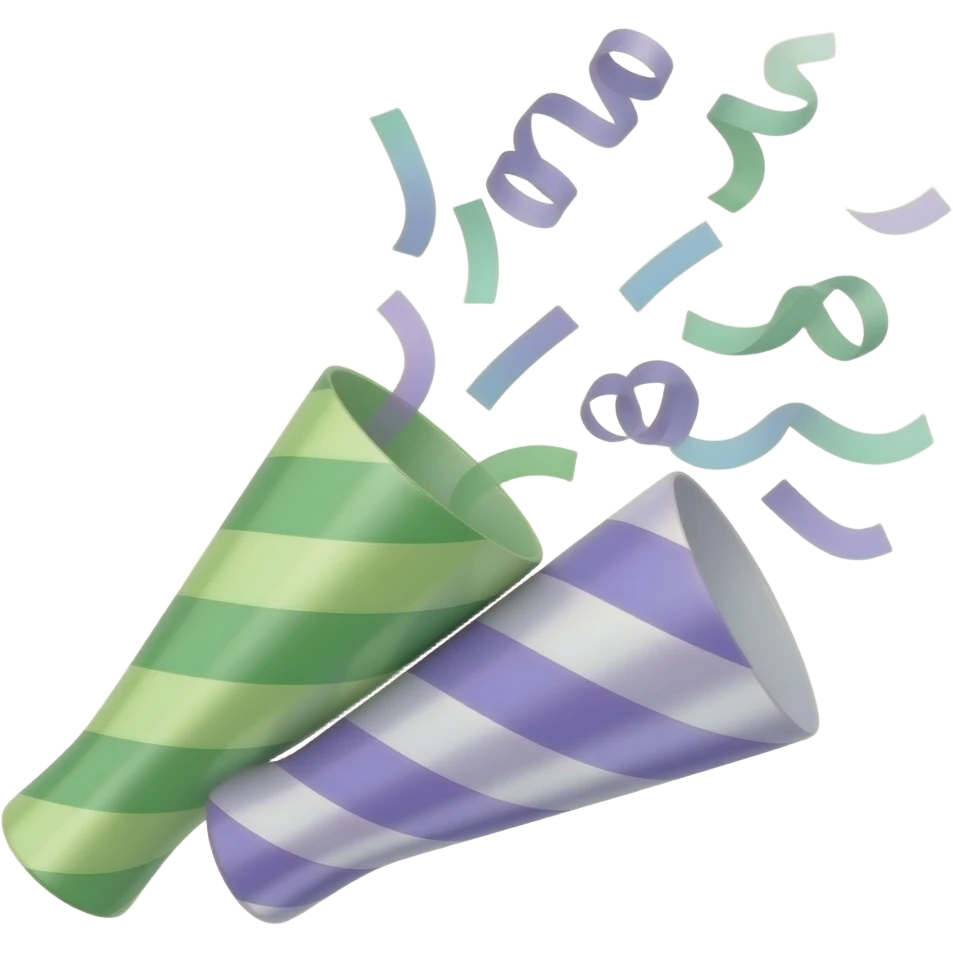 green purple  Confetti poppers soft paster colour emoji