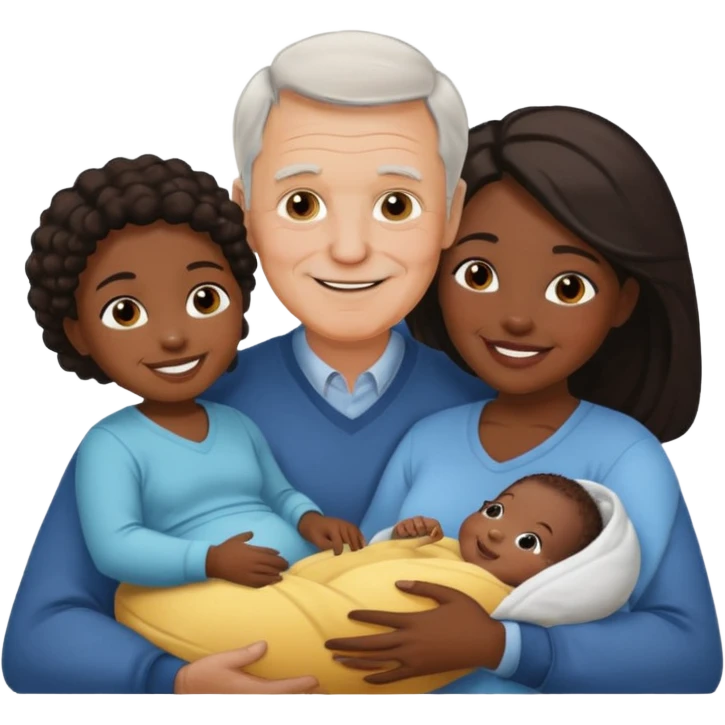 Old white man younger black women and baby emoji