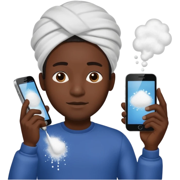 black man holding a phone with three lines of coke on it horizontally  emoji