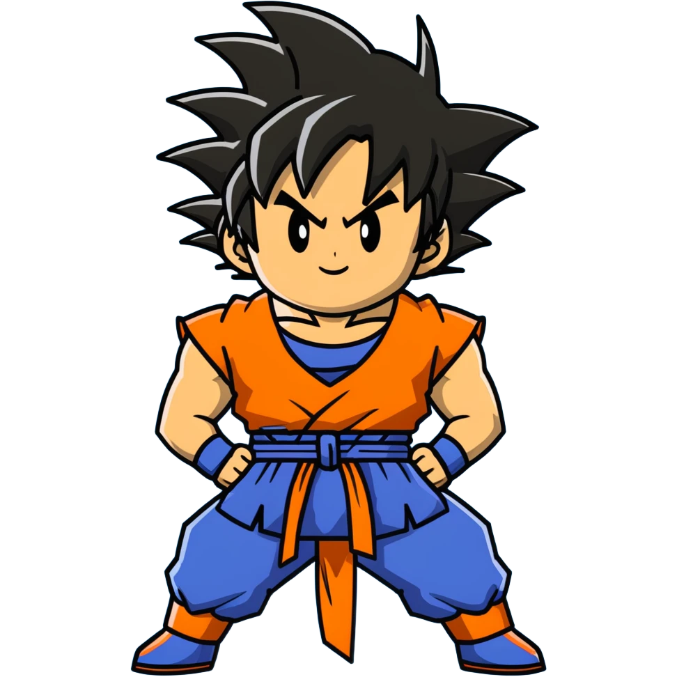 Goku from Dragon Ball Z, spiky black hair, orange gi emoji