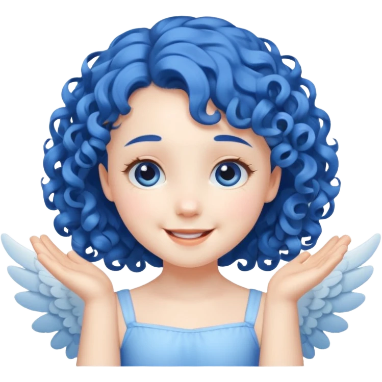 A playful angel girl with short blue curls, fluttering tiny wings 






 emoji