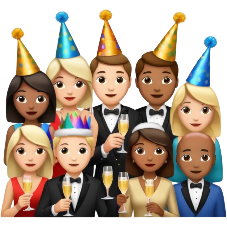 Women and men with a champagne cup new year emoji