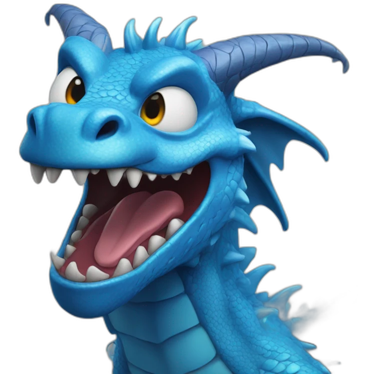 Blue dragon saying yikes emoji