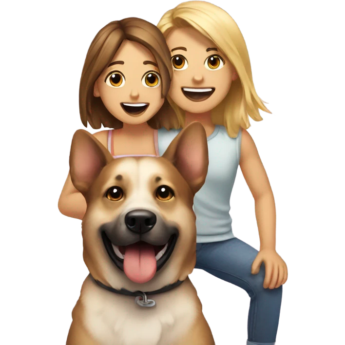 Guys dog and girl having fun  emoji