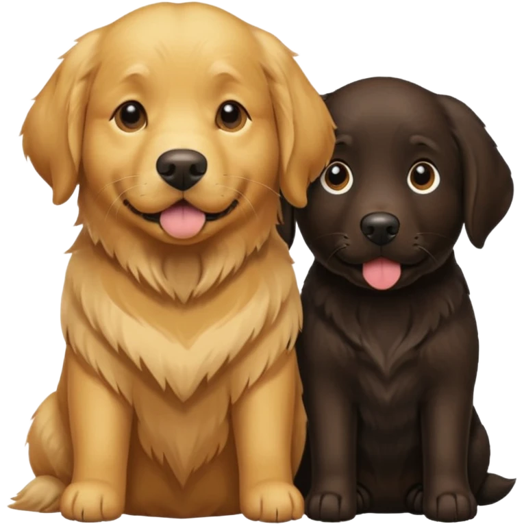 old golden retriever and a black/brown lab emoji