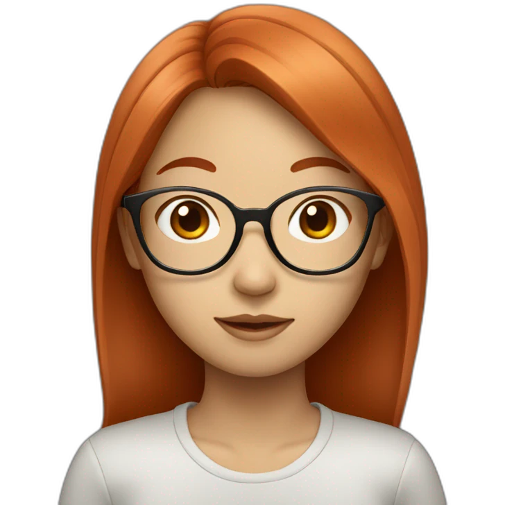 Red haired Asian girl with glasses emoji