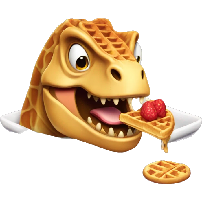 t rex eating  a waffle emoji