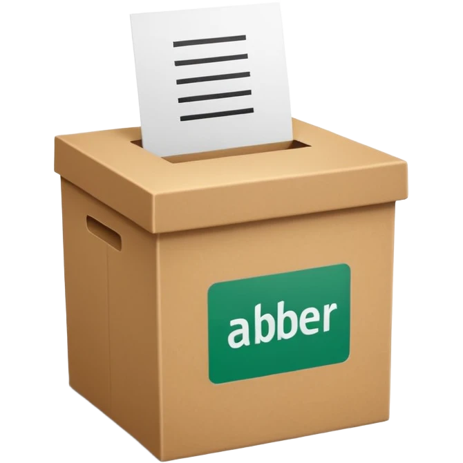 Vote box with 'Ja, aber' written on the front and paper entering the top slot emoji
