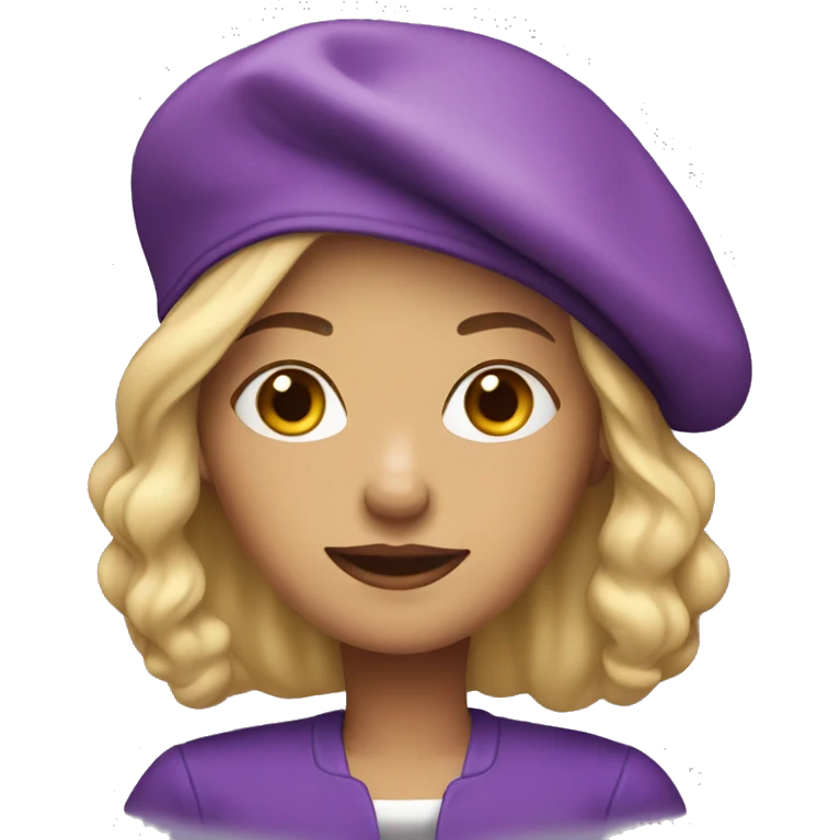 blonde woman in purple beret emoji
