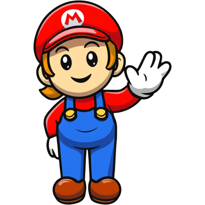 female Mario smiling in cute cartoon style emoji