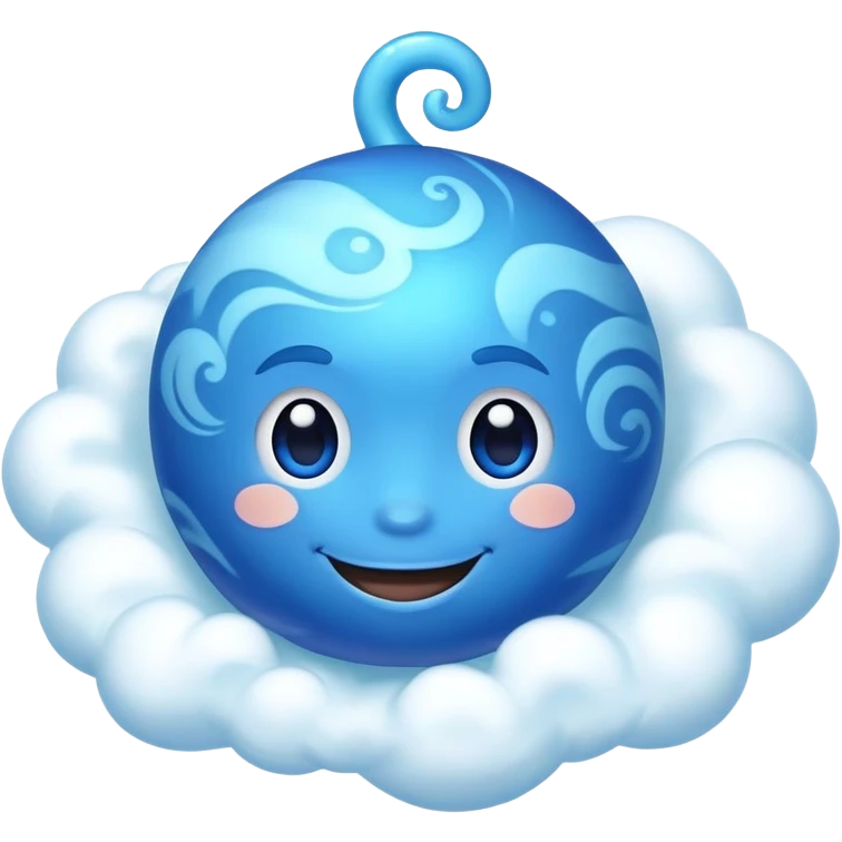 Neptune planet with blue surface and a cute smiling face emoji