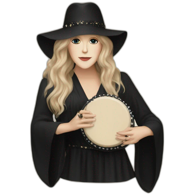 Stevie nicks in black holding a tambourine emoji