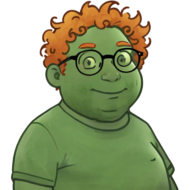 Ginger with curly hair and chibby face emoji