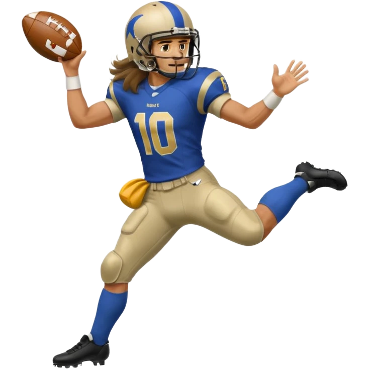 Long Haired Football Players, Male player with long hair kicking ball emoji