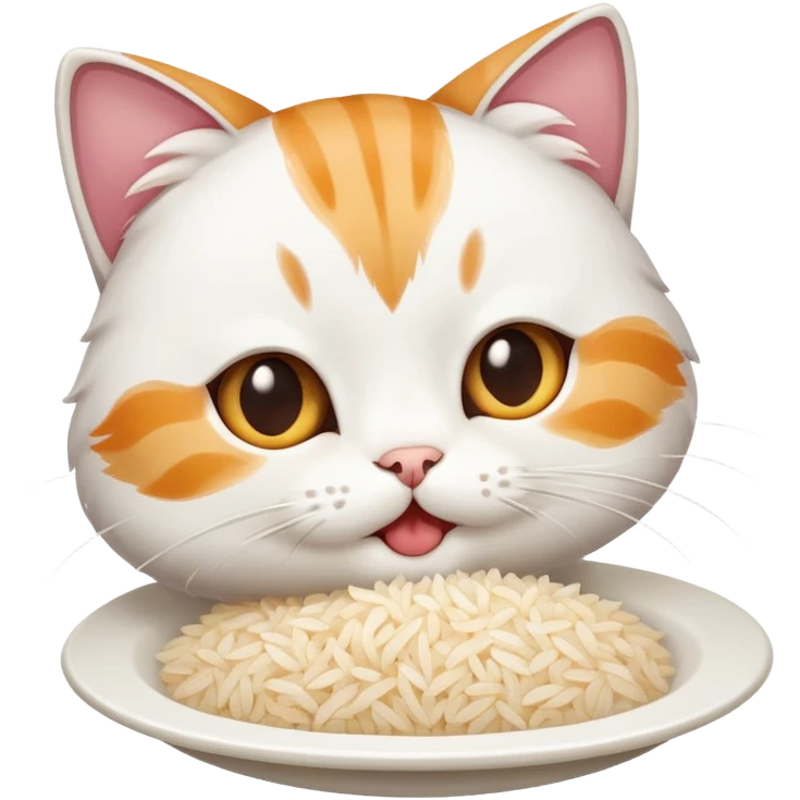 Cat eating rice emoji
