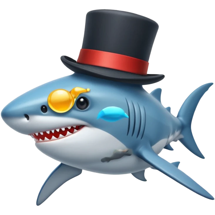 Shark with a top hat emoji