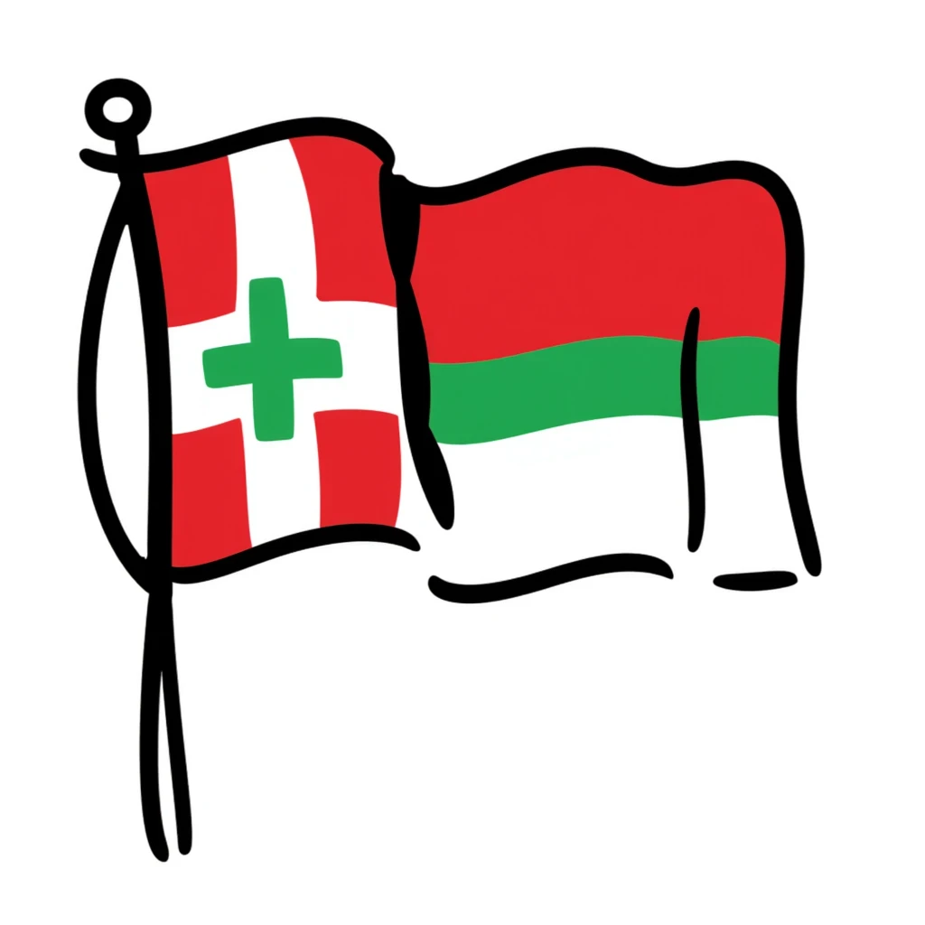 Basque flag (Ikurriña) hand-drawn doodle style emoji