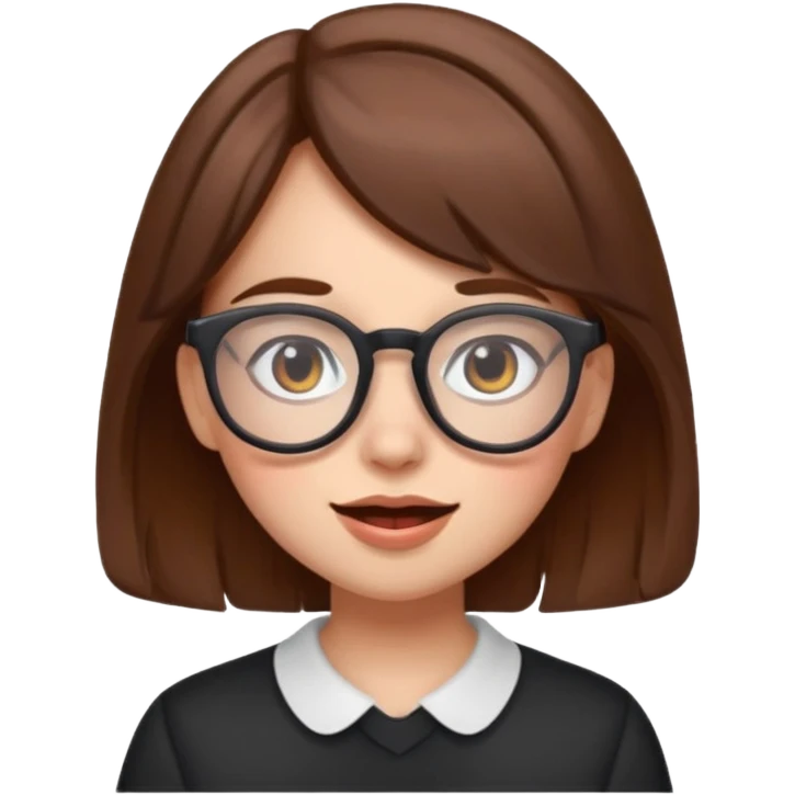 funny girl with brown hair and glasses, Discord emoji style emoji