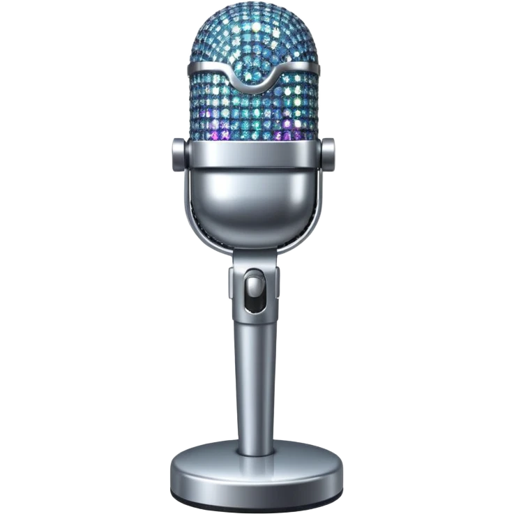 microphone on a stand with sparkles emoji