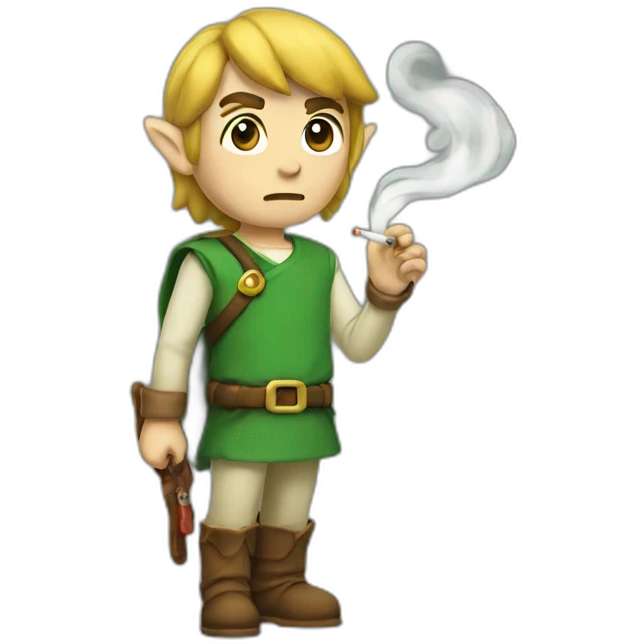 Link wearing a smoking emoji