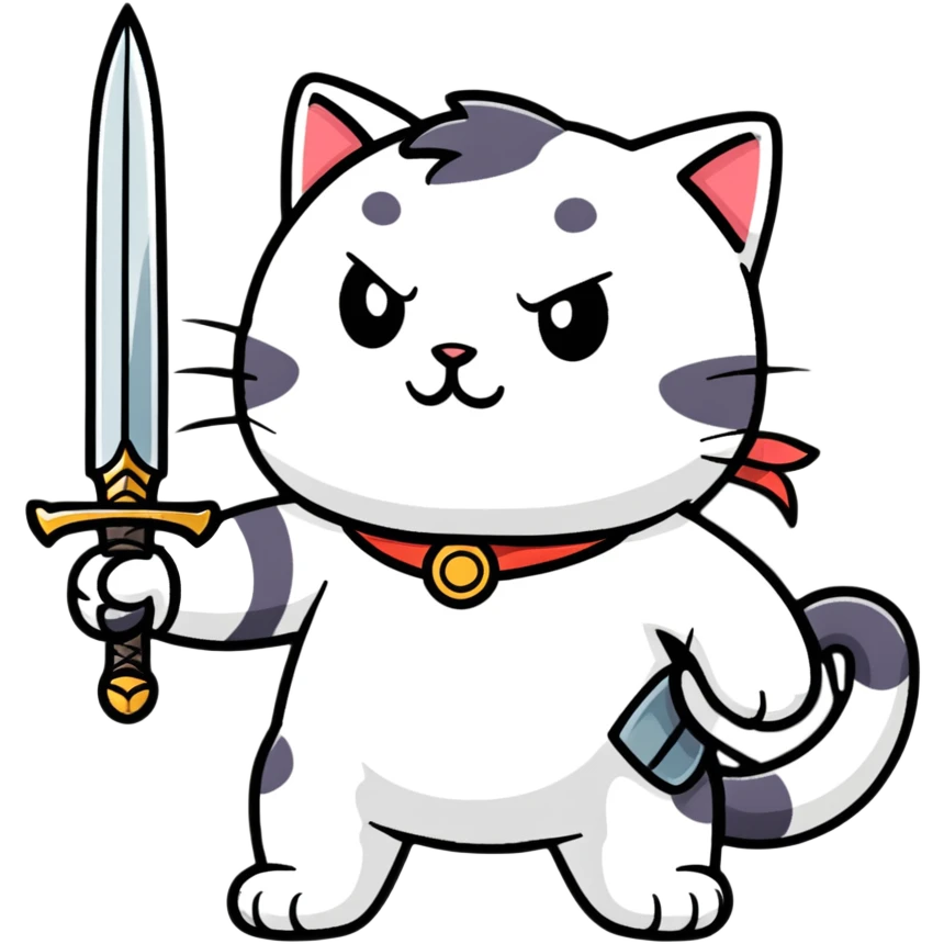 Create a cat whit sword emoji