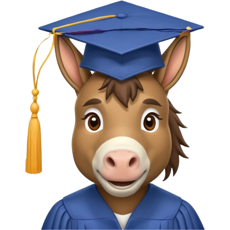 Smart ass donkey with graduation cap emoji