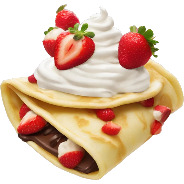 Crêpe with strawberries chocolate banana and whipped cream emoji