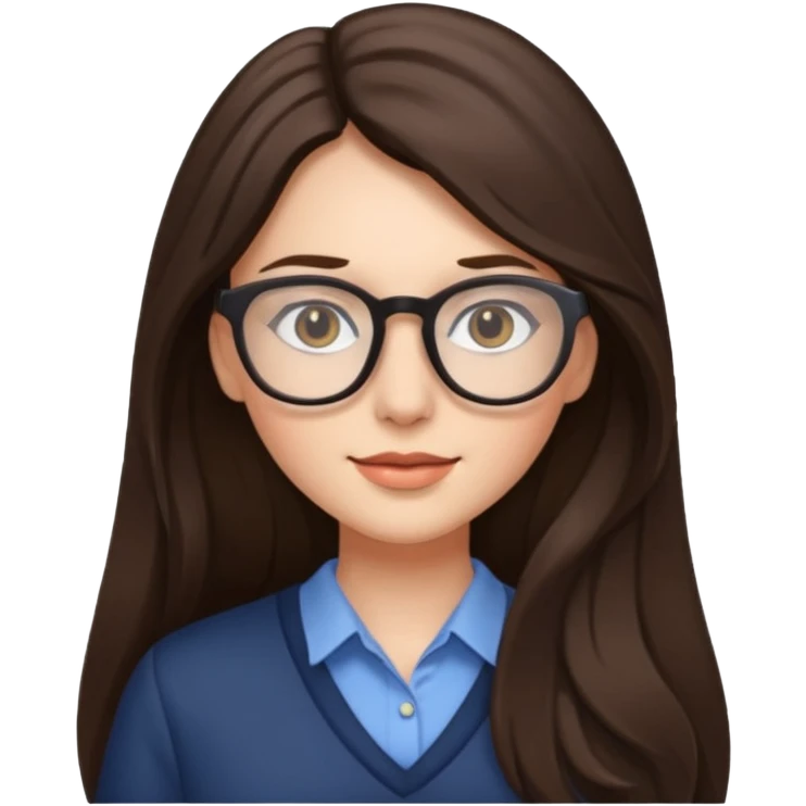 Pretty brunette long haired woman with glasses emoji