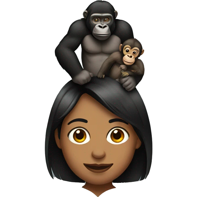 a woman with a monkey and a gorilla on her shoulder emoji