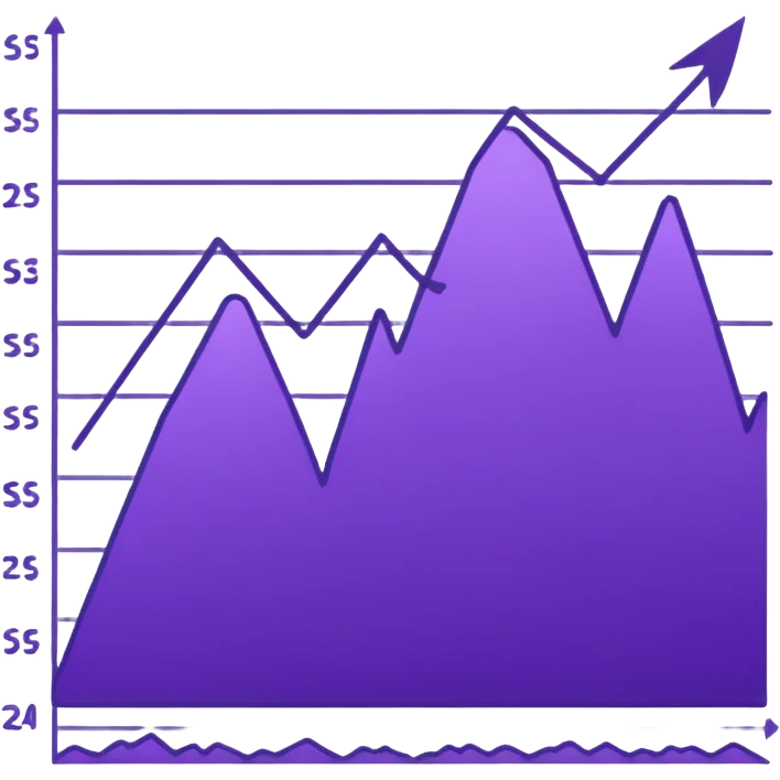 A line graph in the style of a purple Japanese sketch emoji