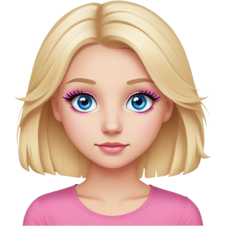 Cute blonde girl with fake lashes and blue eyes wearing pink top  emoji