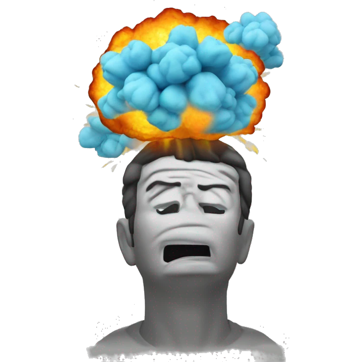 un cerebro con tres explosiones, simulando que se está derritiendo. emoji