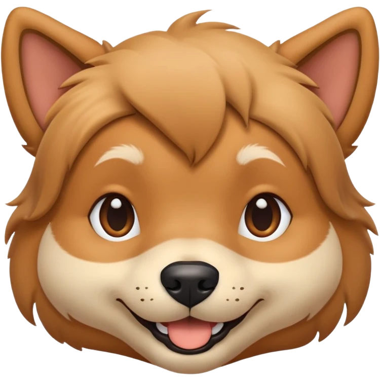 human-dog hybrid face, cheerful expression emoji