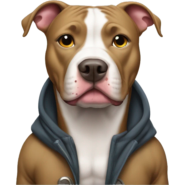 Pit bull wearing coat emoji